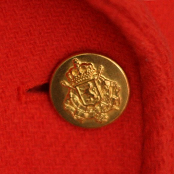 J. CREW NELLO GORI Stadium Cloth Mellon Red Pea Coat - Picture 4 of 5